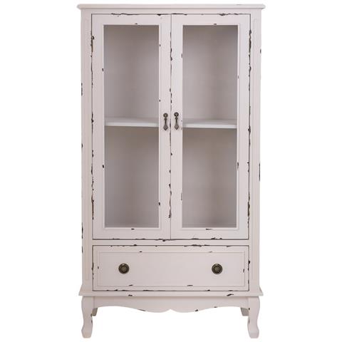 Vetrina In Legno Con 1 Cassetto E 2 Ante Bianco 80x42x148h Cm - Foto 2