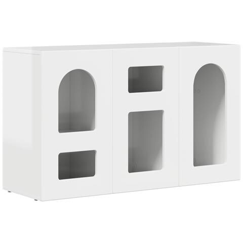Credenza Bianco Lucido 100 x 35 x 59 cm Legno multistrato - Foto 1