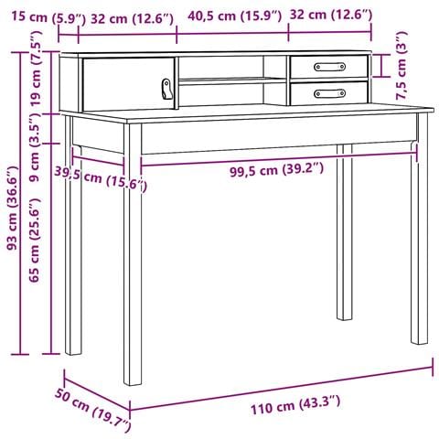 Scrivania con cassetto Marrone cerato 110 x 50 x 93 cm - Foto 9