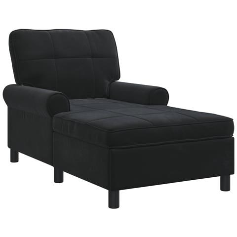 Chaise Lounge con cuscino Nero 91 x 157 x 91 cm Velluto - Foto 1