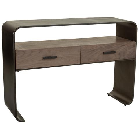 Mobile Da Ingresso In Legno E Metallo Nero 122x37x82 - Foto 1