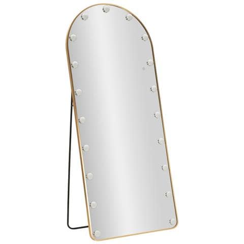 Specchio Da Terra Hollywood Ad Arco Con Cornice Oro E Luci Led 77x176 Cm - Foto 1