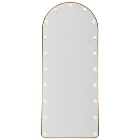 Specchio Da Terra Hollywood Ad Arco Con Cornice Oro E Luci Led 77x176 Cm - Foto 2