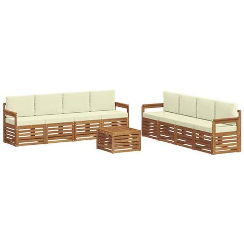 Set divani 9 pcs Naturale e Crema Legno di Acacia Massello - Foto 1