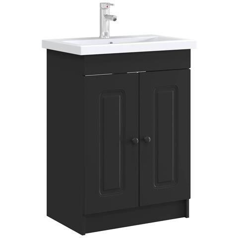 Mobiletto da bagno sotto il lavello Nero 56 x 37,5 x 81 cm - Foto 2