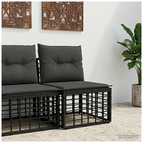Modulo Divano da Esterno Senza Braccioli Nero polyrattan - Foto 2