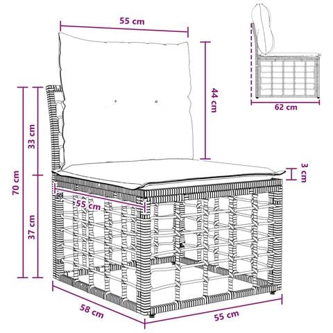 Modulo Divano da Esterno Senza Braccioli Nero polyrattan - Foto 9