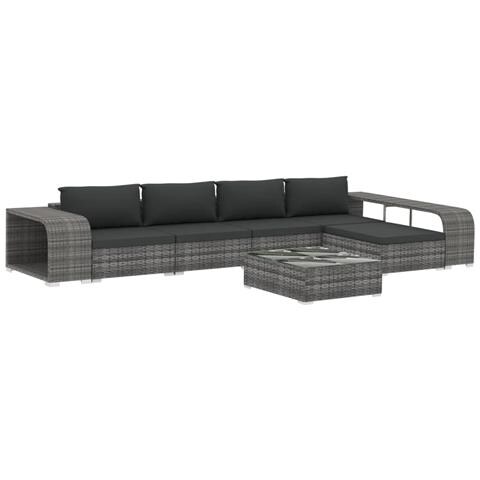 Set Divani da Giardino 8 pz con Cuscini in Polyrattan Grigio - Foto 1