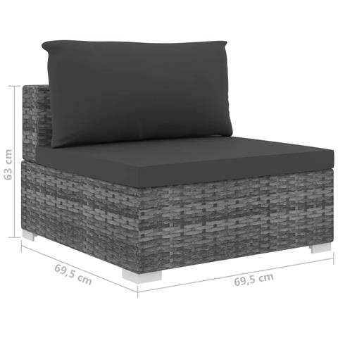 Set Divani da Giardino 8 pz con Cuscini in Polyrattan Grigio - Foto 9
