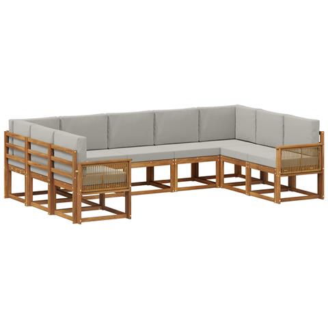 Set di divani da esterno 9 pcs Naturale e Grigio Chiaro - Foto 1