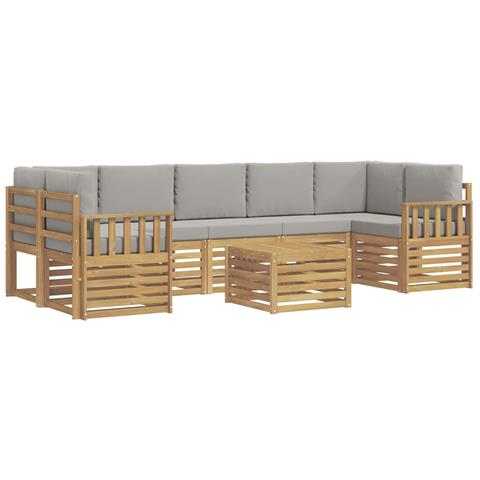Set di divani da esterno 8 pcs Bianco e Grigio Chiaro - Foto 1