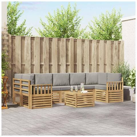 Set di divani da esterno 8 pcs Bianco e Grigio Chiaro - Foto 2