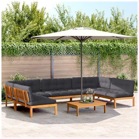 Set Divano Pallet da Giardino 6 pz con Cuscini Massello Acacia - Foto 2