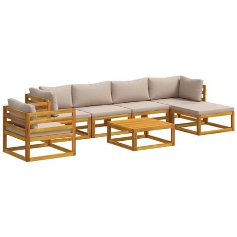 Set di divani 7 pz Naturale Legno di Acacia Massello - Foto 1