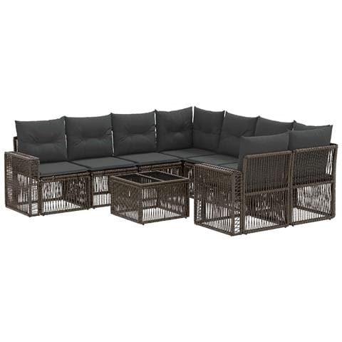 Set Divano da Giardino 9 pz Grigio polyrattan - Foto 1