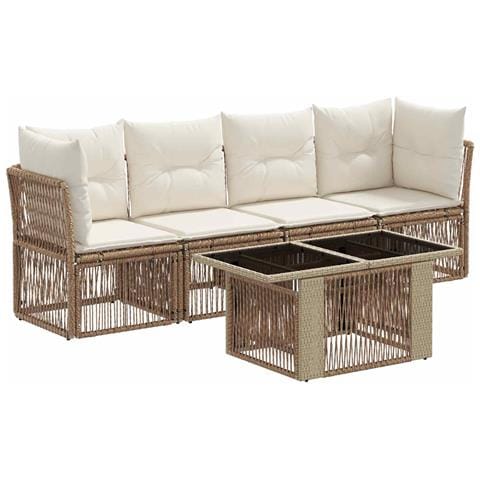 Set Divano da Giardino 5 pz Beige polyrattan - Foto 1