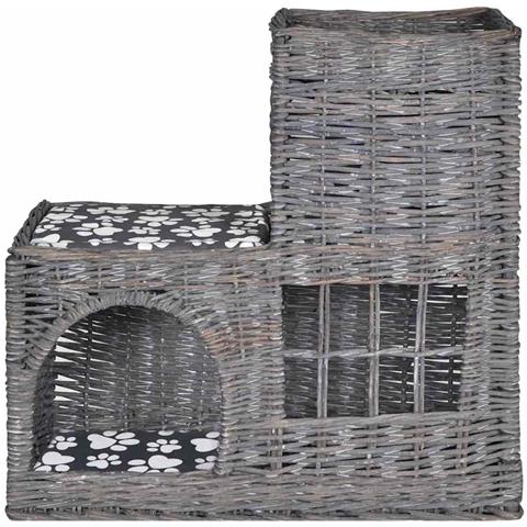 Albero Gatti in Salice Casetta /Cuccia /Castello /Tiragraffi con Cuscino - Foto 2