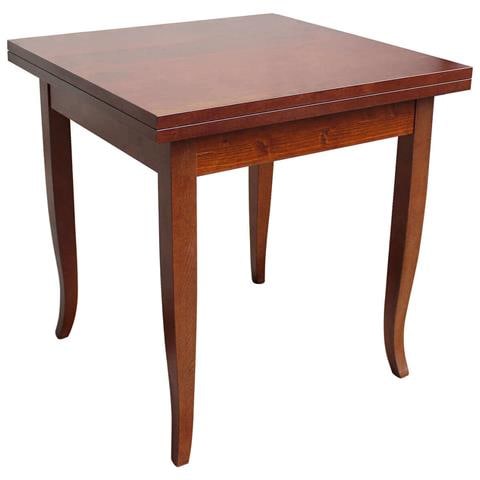 Tavolo Quadrato Allungabile A Libro Tinta Noce 80 X 80/160 Per Interno Sala Da Pranzo Salotto Cucina Arte Povera Massello - Foto 1