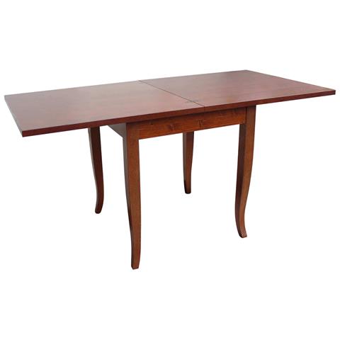 Tavolo Quadrato Allungabile A Libro Tinta Noce 80 X 80/160 Per Interno Sala Da Pranzo Salotto Cucina Arte Povera Massello - Foto 3