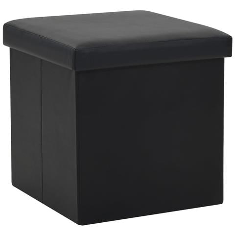 Sgabello Pieghevole In Similpelle 38x38x38 Cm Nero - Foto 1