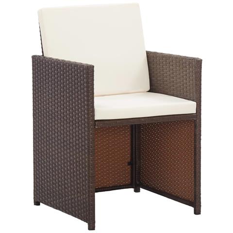 Set Da Pranzo Da Giardino 17 Pz Con Cuscini Polyrattan Marrone - Foto 2