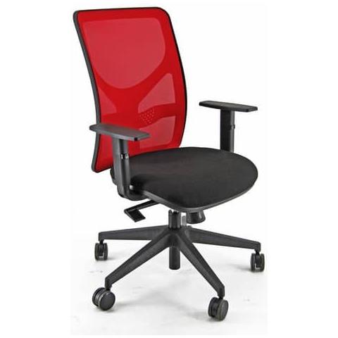 Sedia Operativa Girevole Pentagon Y10 Pena Schienale In Rete Rosso - Riv. Eco Nero + Braccioli - Pena / brf / en / r - Foto 1