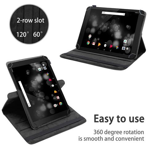 Custodia Per Tablet Compatibile Con Trekstor Primetab P10 (10.1 Zoll) In Nero - Coperchio Protettivo A 360 Gradi Fatto Di Finta Pelle Con Funzione Di Stand E Banda Elastica - Foto 2