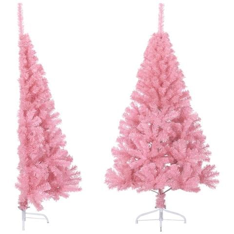 Albero Di Natale Artificiale A Metà Con Supporto Rosa 120cm Pvc - Foto 1