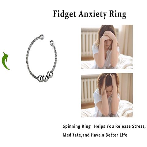 Anelli Antistress Regolabili Con Perline Girevoli Silver - Foto 4