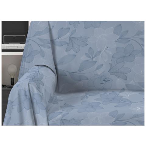 Telo Arredo Granfoulard Copritutto Salvadivano 100% Cotone Disegno Lily Matrimoniale Blu - Foto 2