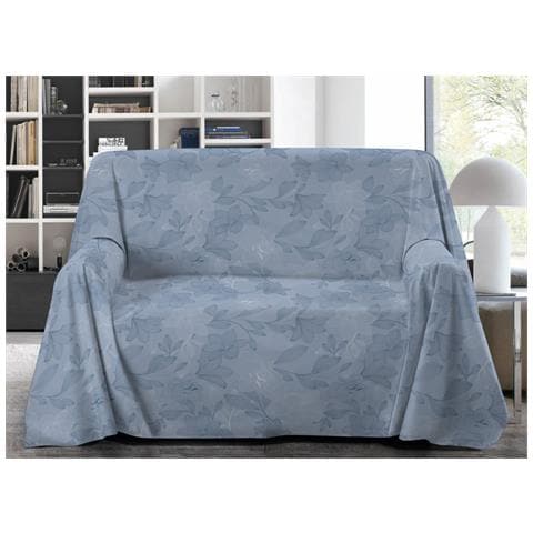Telo Arredo Granfoulard Copritutto Salvadivano 100% Cotone Disegno Lily Matrimoniale Blu - Foto 1