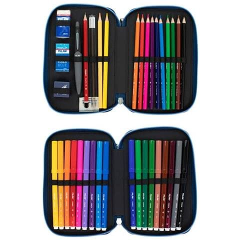 Astuccio Doppio Milan The Fun Azzurro (19,5 X 13 X 5 Cm) - Foto 2