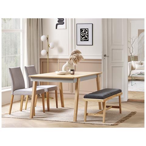 Tavolo Da Pranzo Legno Chiaro E Grigio 150 X 90 Cm Phola - Foto 1
