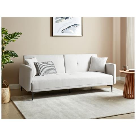 Divano Letto 3 Posti Lucan Tessuto Beige Chiaro - Foto 1