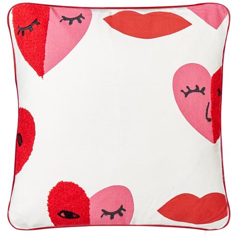 Set Di 2 Cuscini Periwinkle Cotone 45 X 45 Cm Bianco Trama A Cuore - Foto 2
