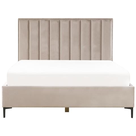 Letto Matrimoniale Con Contenitore Velluto Tortora 180 X 200 Cm Sezanne - Foto 2