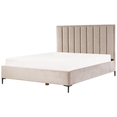 Letto Matrimoniale Con Contenitore Velluto Tortora 180 X 200 Cm Sezanne - Foto 8