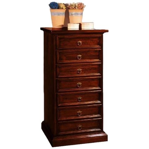 Cassettiera Arte Povera 7 Cassetti In Legno Tinta Noce Scuro 60x47x115 - Foto 1