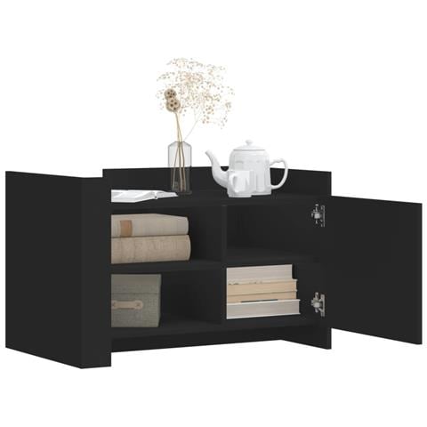 Tavolino Da Salotto Nero 80x50x50 Cm In Legno Multistrato - Foto 3