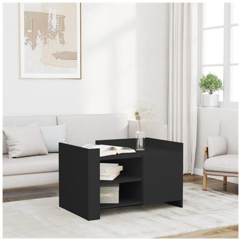 Tavolino Da Salotto Nero 80x50x50 Cm In Legno Multistrato - Foto 1