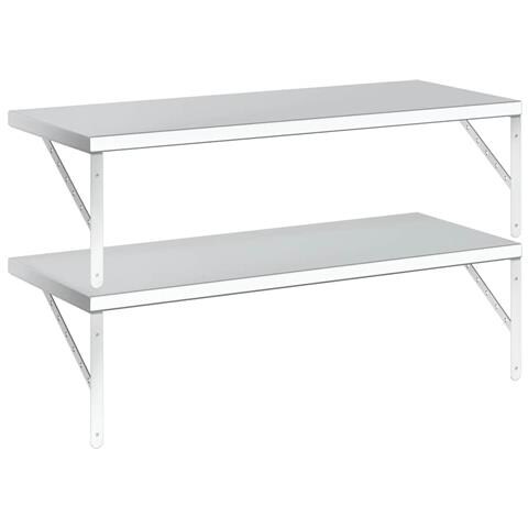 Mensole A Muro 2 Pz 100x40 Cm Argento In Acciaio Inossidabile - Foto 2