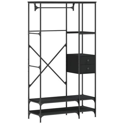 Appendiabiti Con Scaffali Nero In Legno Multistrato - Foto 1