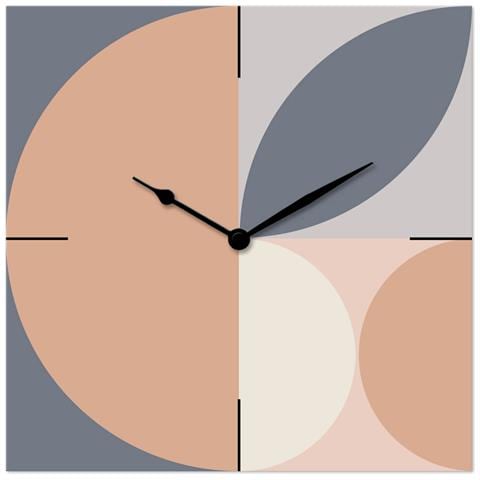 Orologio Da Parete In Legno Ecologico, Con Stampa Geometric Mosaic, 30x30 Cm, Made In Italy, Movimento A Quarzo, Alimentato A Batteria Non Inclusa, Adatto A Tutti Gli Stili Di Casa - Foto 1