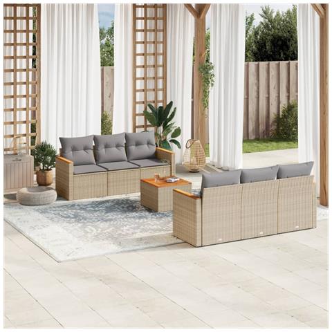 Set Divano da Giardino 7 pz con Cuscini Beige Misto Polyrattan - Foto 10