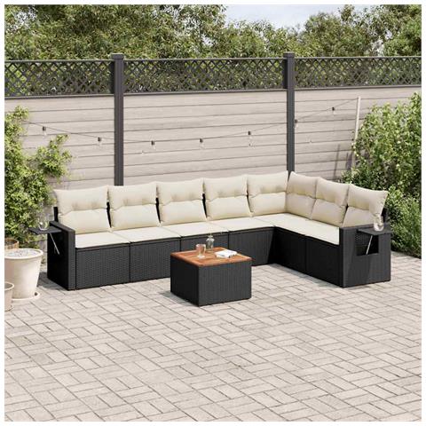 Set Divani da Giardino con Cuscini 8 pz Nero in Polyrattan - Foto 2