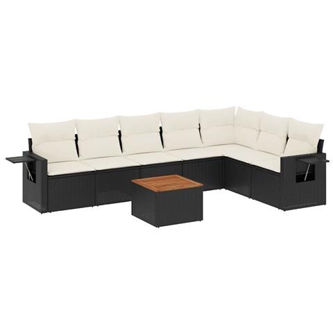Set Divani da Giardino con Cuscini 8 pz Nero in Polyrattan - Foto 1