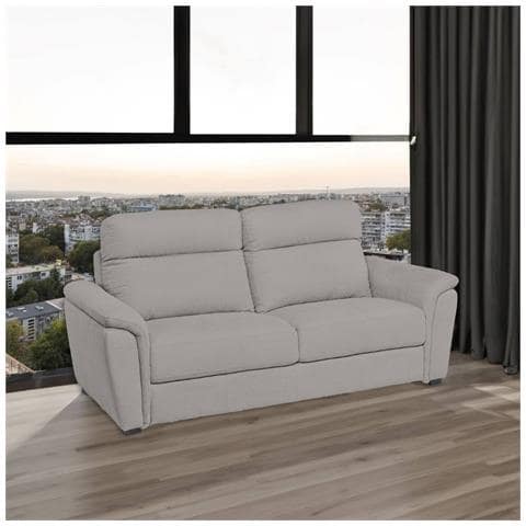 Divano Gonzaga 3 Posti Fisso Con Poggiatesta Regolabili In 3 Posizioni Colore Luna 24 Elephant - Foto 1