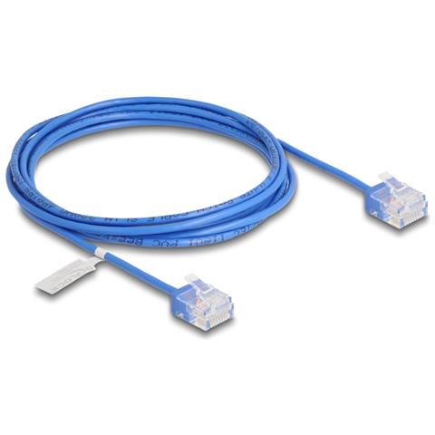 Cavo di rete RJ45 Cat. 6 UTP Ultra Slim 2 m blu con connettori corti - Foto 1