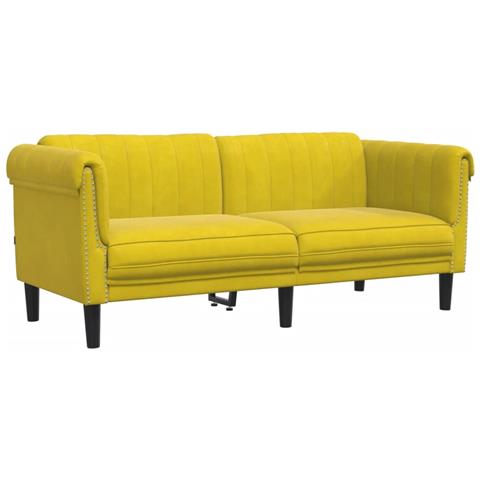 Divano A 2 Posti Giallo In Velluto - Foto 2
