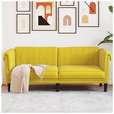 Divano A 2 Posti Giallo In Velluto - Foto 1
